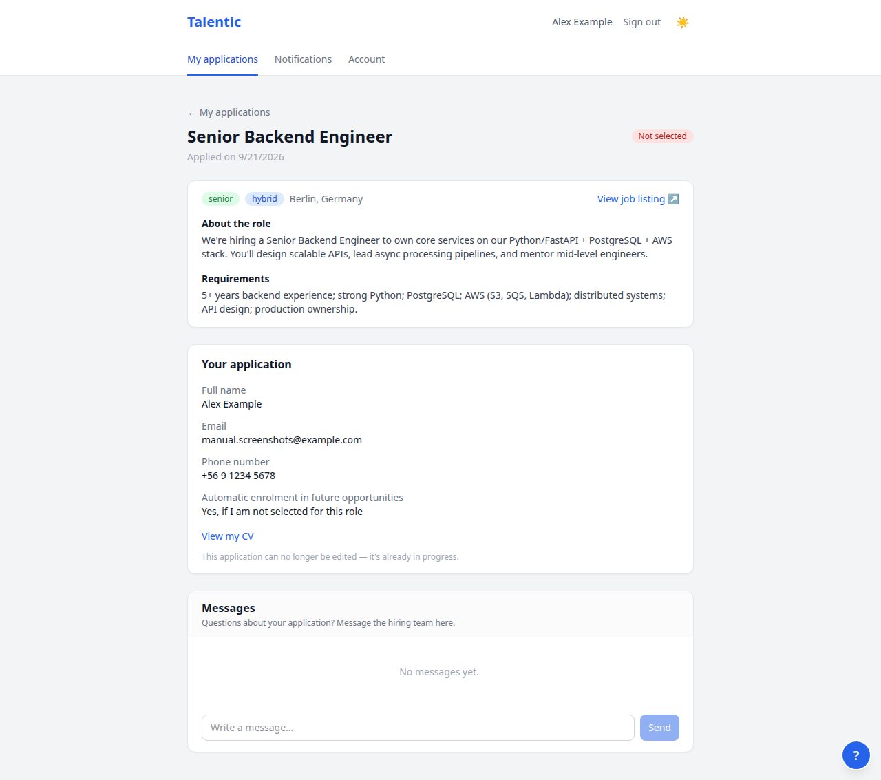 Screenshot: One application