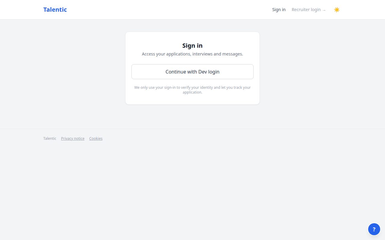 Screenshot: Signing in (applicants)