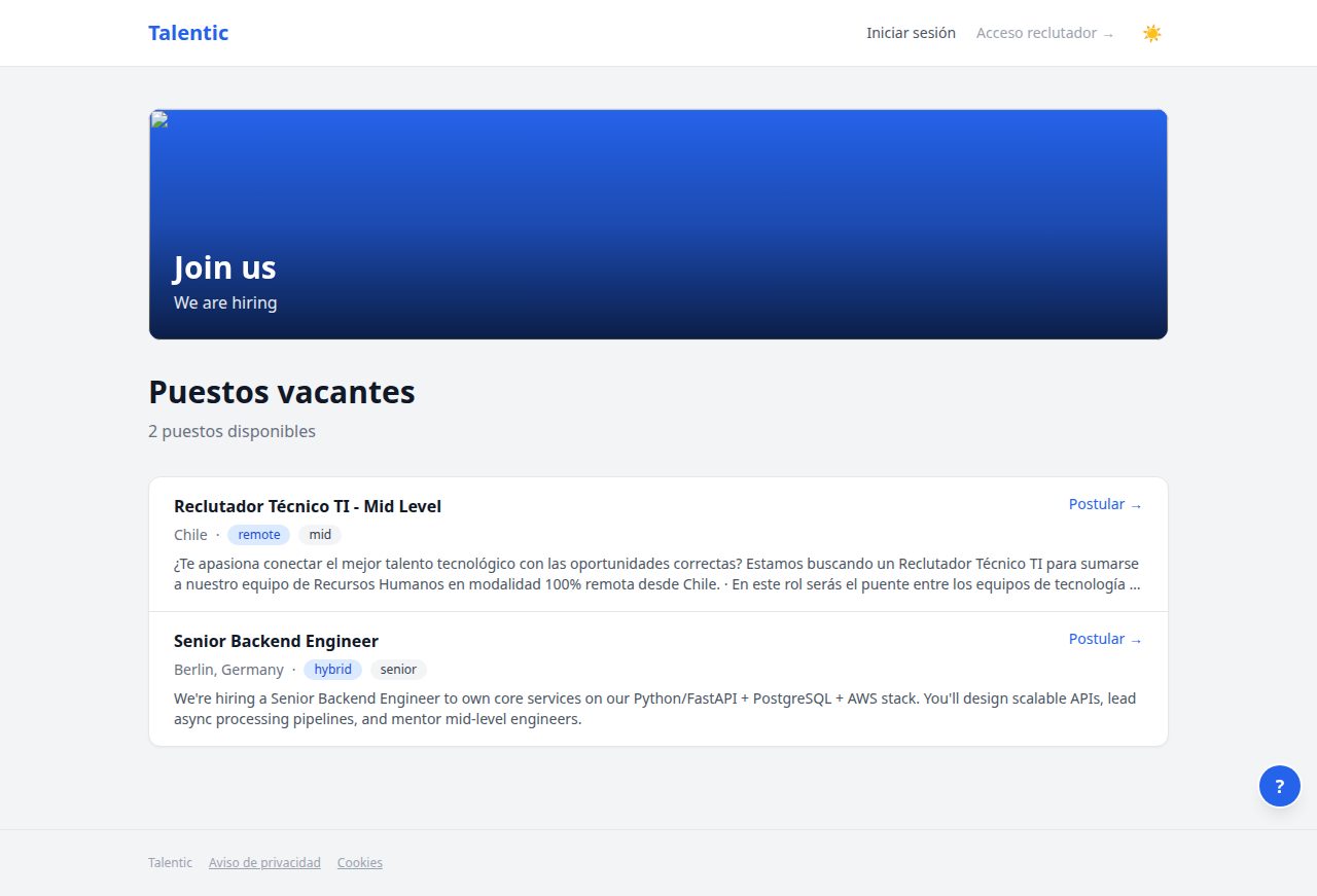 Captura de pantalla: Puestos vacantes